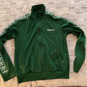 Vintage Adidas Forest Green Track Jacket with Logo Accents